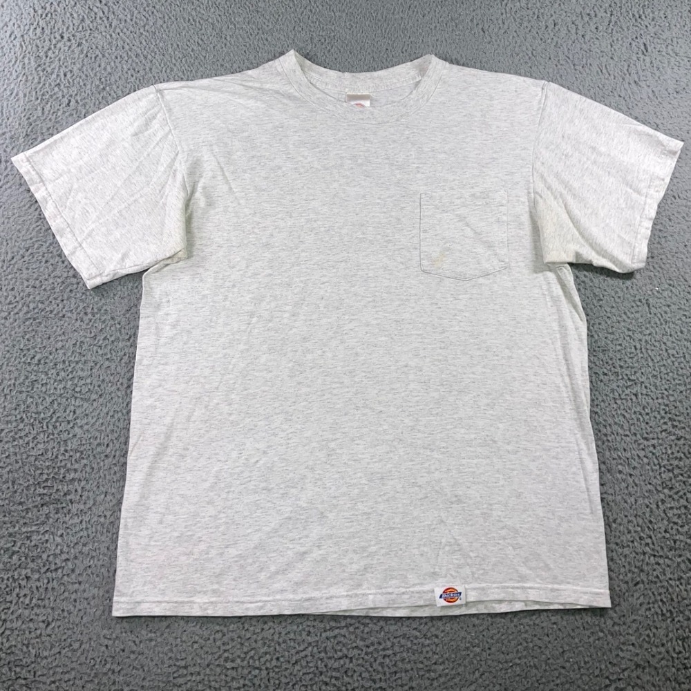 Vintage Dickies Pocket T-Shirt XL Gray Heather Blank Y2K Workwear Thrashed S/S